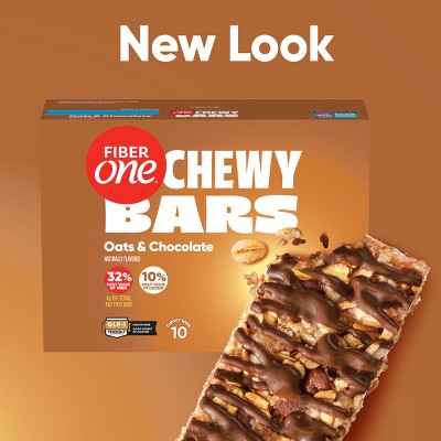 Fiber One Oats & Chocolate Chewy Bars - 10ct/14.1oz: No Artificial Flavors, Low Sodium, Whole Grain