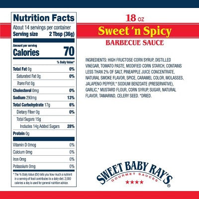 Sweet Baby Ray's Sweet 'n Spicy Barbecue Sauce - 18oz: Gluten-Free