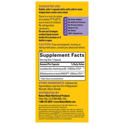 Nature Made Digestive Probiotics Advanced Dual Action Capsules - 15 Billion CFU per serving - 30ct