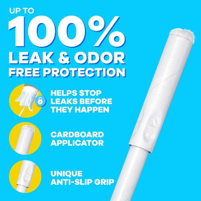 Tampax Cardboard Super Plus Absorbency Anti-Slip Grip LeakGuard Skirt Tampons - Unscented - 40ct