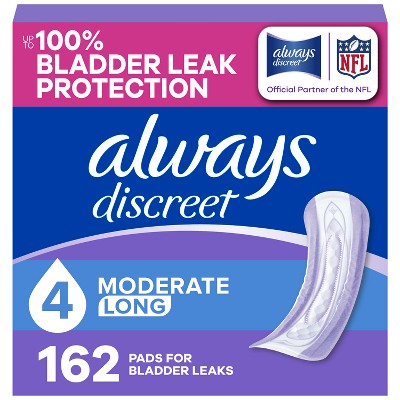 Always Discreet Incontinence & Postpartum Incontinence Pads for Women - Moderate Absorbency - Size 4