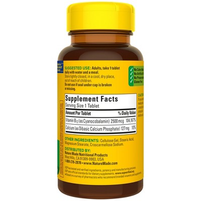 Nature Made Extra Strength Vitamin B12 2500 mcg, B12 Vitamin Tablets, Energy Metabolism Support, USP Verified - 60ct