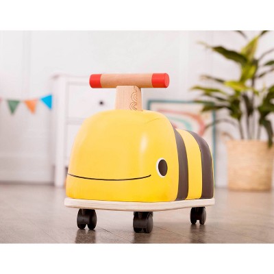 B. toys Wooden Bee Ride-On - Boom Buggy: Toddler Push Toy, Physical Fitness Builder, Max Capacity 88 lbs