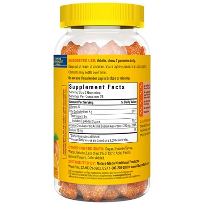Nature Made Vitamin C 250mg Per Serving for Immune Support Vitamin Gummies - Tangerine Flavored - 150ct