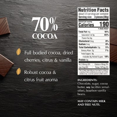 Lindt Excellence 70% Cocoa Dark Chocolate Candy Bar - 3.5 oz.