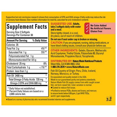 Nature Made Burp Less Ultra Fish Oil Supplements 1200 mg for Heart Health Support Omega3 Softgels- 60ct