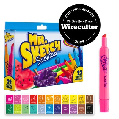 Mr. Sketch 22pk Scented Markers Chisel Tip: Bold Artist Markers for Kids, Multicolored School Supplies, Ages 3+
