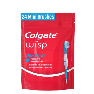 Colgate Max Fresh Wisp Disposable Travel Toothbrushes - Mini - Peppermint - Trial Size -24ct