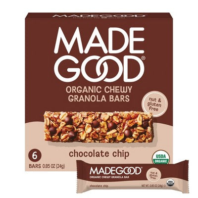 MadeGood Chocolate Chip Granola Bars - 5.1oz/6pk: Organic, Certified Gluten-Free
