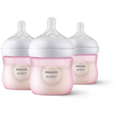 Philips Avent Natural Baby Bottles with Response Nipples - Pink - 4oz/3pk