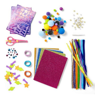 Cosmic Bucket of Crafts Set - Mondo Llama™: DIY Art Kit with Pom Poms, 336 Pieces, Ages 6+