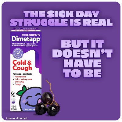 Children's Dimetapp Cough & Cold Relief Liquid - Dextromethorphan - Grape - 4 fl oz