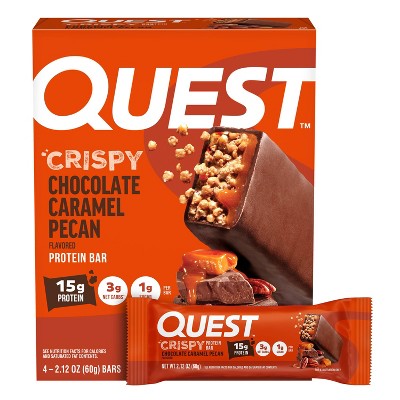 Quest Nutrition Crispy Hero Chocolate Caramel Pecan Whey Protein Bars - 18g Protein - 4ct
