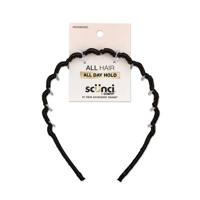 scünci Fabric Covered Zig Zag Headband - Black - All Hair