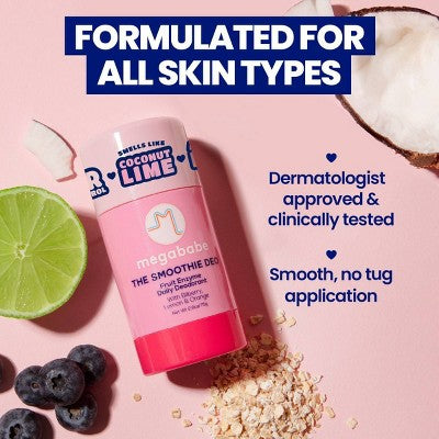 Megababe The Smoothie Deo Fruit Enzyme Daily Solid Deodorant - 2.6oz