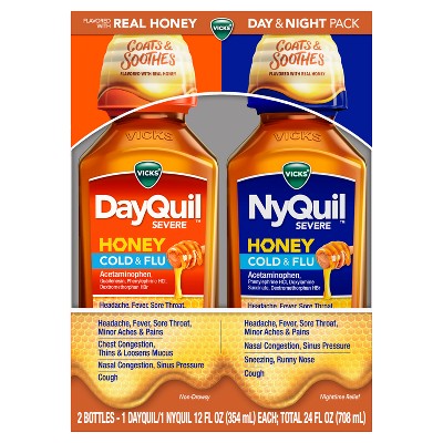 Vicks DayQuil & NyQuil Severe Cold & Flu Medicine Liquid - Honey - 24 fl oz