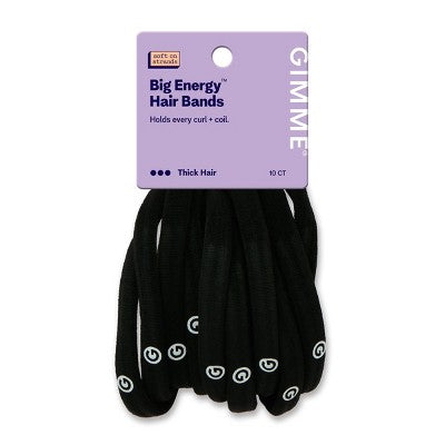 Gimme Beauty Big Energy Hair Bands for Thick Hair - Black - 10ct: Hair Styling, Securing Hair