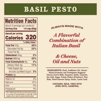 Rao's Homemade Basil Pesto Sauce Premium Quality Flavorful Pasta Sauce and Spread - 6.7 oz