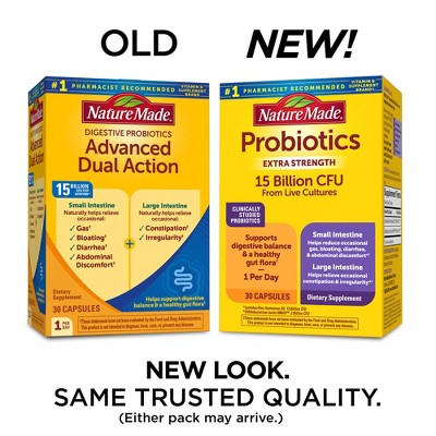 Nature Made Digestive Probiotics Advanced Dual Action Capsules - 15 Billion CFU per serving - 30ct