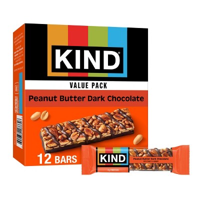 KIND Protein Bars Peanut Butter Dark Chocolate + Protein Nutrition Snacks - 16.8oz/12ct: Cholesterol Free, Gluten-Free