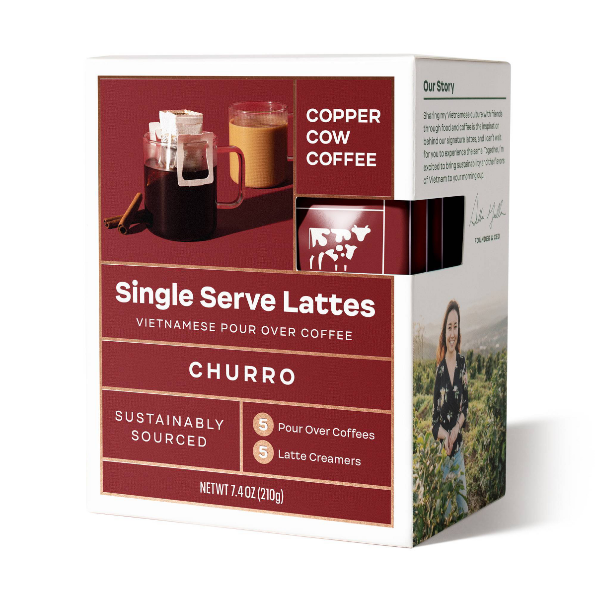 Copper Cow Churro Dark Roast Latte Pour Over Kit - 7.4oz