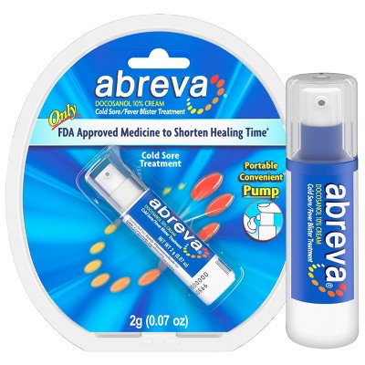 Abreva Docosanol 10% Cream Cold Sore/Fever Blister Treatment Pump - 0.07oz