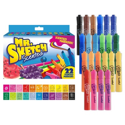 Mr. Sketch 22pk Scented Markers Chisel Tip: Bold Artist Markers for Kids, Multicolored School Supplies, Ages 3+