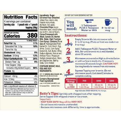 Betty Crocker Mug Treats Hot Fudge Brownie Cake Mix - 13.9oz/4ct: No Artificial Sweeteners