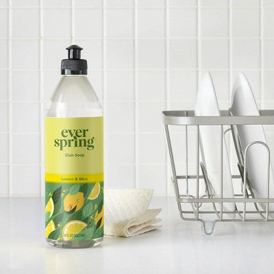Lemon & Mint Liquid Dish Soap - 18 fl oz - Everspring™: Paraben-Free, Phthalate-Free, Animal By-Product-Free
