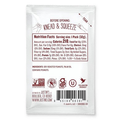Justin's Classic Peanut Butter Squeeze - 1.15oz: Creamy Texture