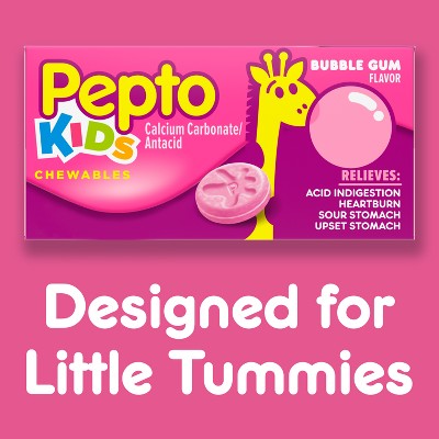 Pepto Kids Antacid Chewable Tablets, Upset Stomach Relief, Heartburn - 24ct