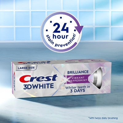 Crest 3D White Brilliance Vibrant Fluoride Toothpaste - Peppermint - 4.6oz