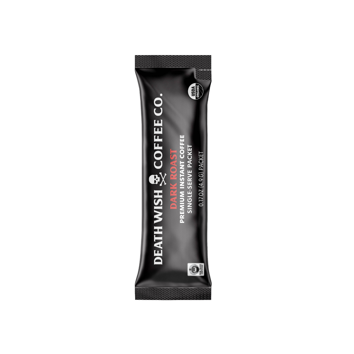 Death Wish Coffee Organic Fair Trade Strong Instant Coffee Dark Roast 8ct