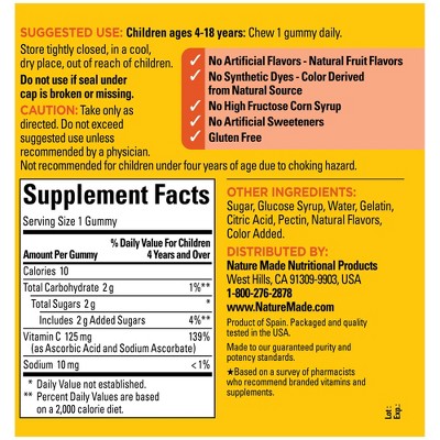 Nature Made Kids First Vitamin C Gummies for Immune Support - Tangerine - 110ct