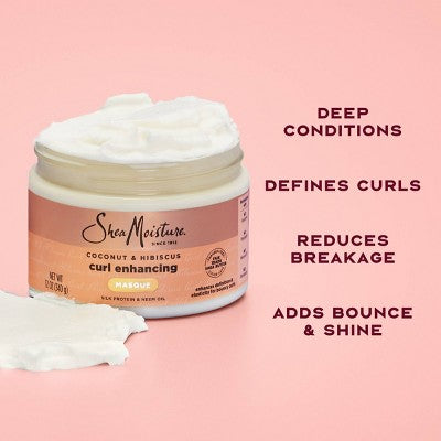 SheaMoisture Coconut & Hibiscus Curl & Shine Hair Mask For Naturally Curly Hair - 11.5oz