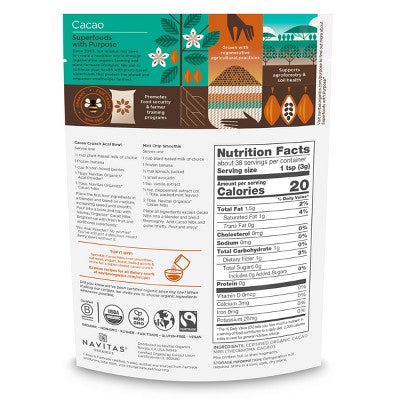 Navitas Organics Unsweetened Cacao Nibs - 4oz: Organic Certified, Vegan, Fair Trade Certified