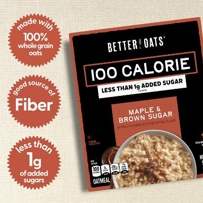 Better Oats 100 Calories Maple & Brown Sugar Whole Grain Instant Oatmeal with Flax - 10ct
