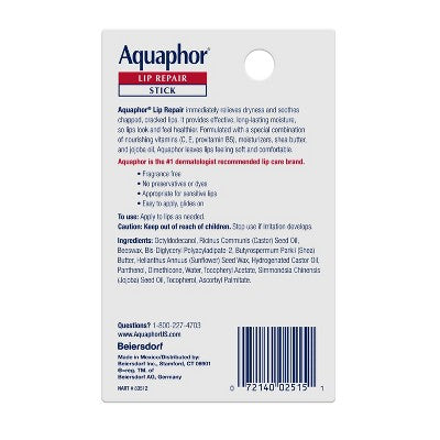 Aquaphor Lip Repair Stick for Dry Chapped Lips - 0.17oz
