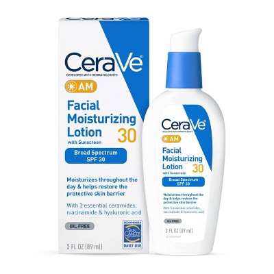 CeraVe Face Moisturizer with Sunscreen, AM Facial Moisturizing Lotion for Normal to Dry Skin - SPF 30 - 3 fl oz‚Äã‚Äã