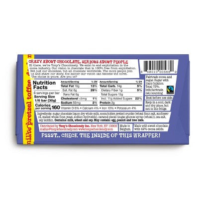 Tony's Pretzel and Toffee Milk Chocolate Candy Bar - 6.35oz