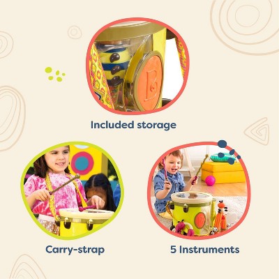 B. toys Toy Drum Set 7 Instruments - Parum Pum Pum: Music Percussion, Social Skills, Fine Motor Development
