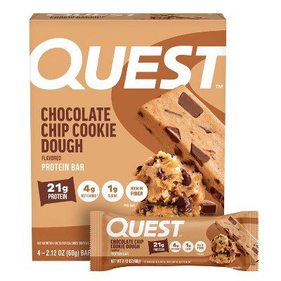 Quest Nutrition Chocolate Chip Cookie Dough Whey Protein Bars - 21g Protein - 4ct