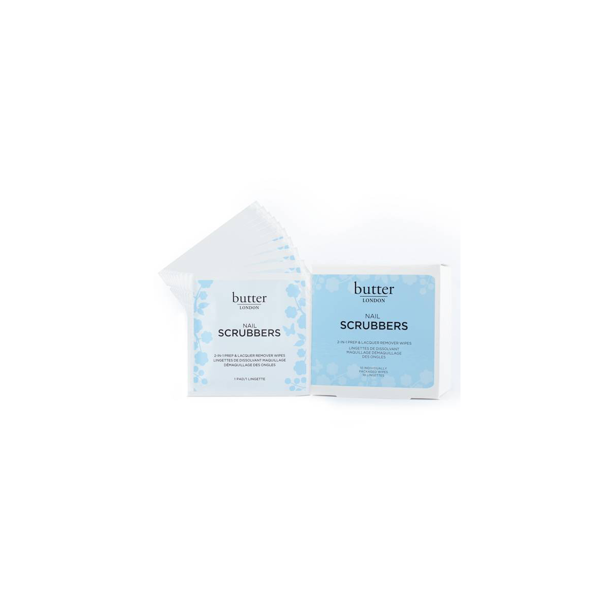 butter London Nail Scrubbers 2-in-1 Prep & Remover Wipes - 10ct