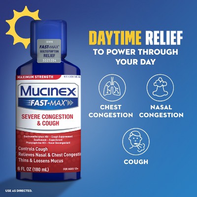 Mucinex Max Strength Congestion, Cough, Cold & Flu Medicine - Day & Night - Liquid - 6 fl oz/2ct