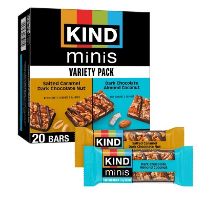 KIND Minis Salted Caramel Dark Chocolate + Dark Chocolate Almond Coconut - 14.1oz/ 20ct