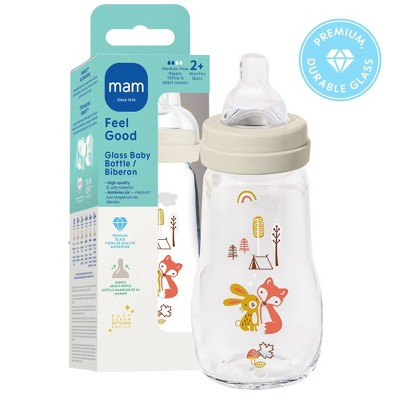 MAM Feel Good Glass Baby Bottle - Cream - 9 fl oz
