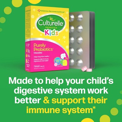 Culturelle Kids Daily Probiotic Chewable Tablets for Immune Support, Digestive and Oral Health - Berry - 30ct