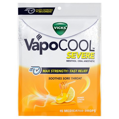 Vicks VapoCOOL Severe Cough Drops - Honey Lemon Chill - 45ct