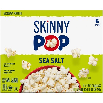SkinnyPop Sea Salt Microwave Popcorn Multipack - 16.8oz/6ct