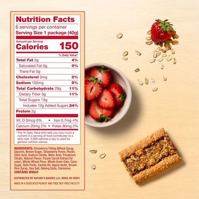 Nature's Bakery Strawberry Oatmeal Crumble Breakfast Bars - 8.46oz/6ct